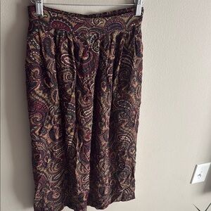 Sag Harbor Red Brown Pleated A-line Midi Skirt